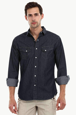 Casual Snap Button Denim Shirt