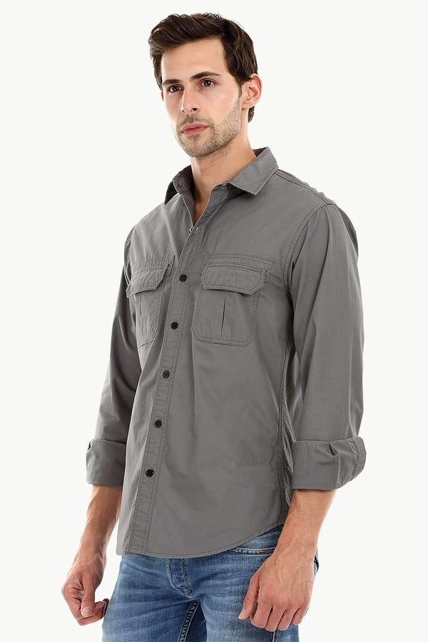 Men's Casual Trolley Grey Shirt