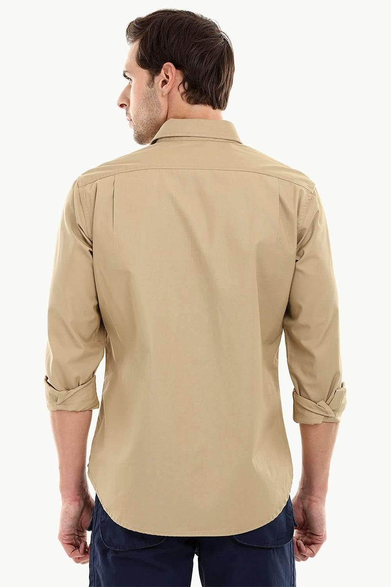 Men's Khaki Casual Twill Shirt