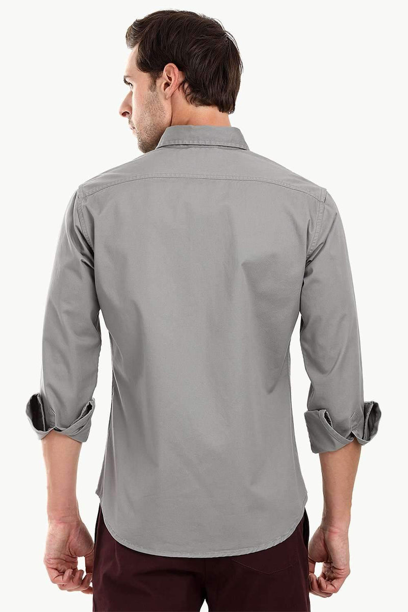Men's Trolley Grey Casual Twill Shirt