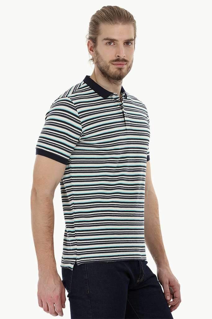 Striped Pique Polo T-Shirt