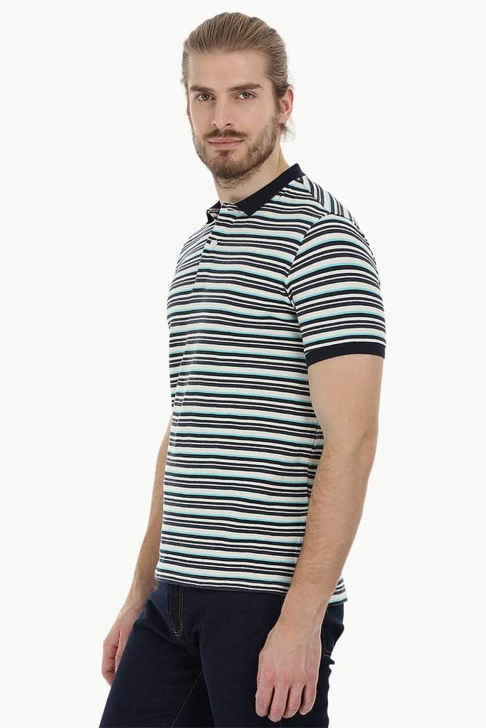 Striped Pique Polo T-Shirt