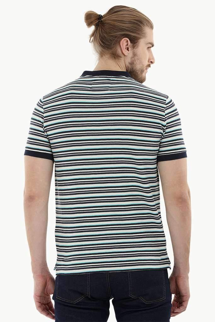 Striped Pique Polo T-Shirt