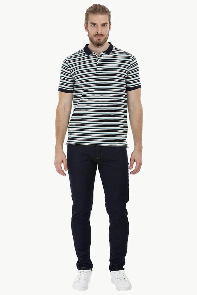 Striped Pique Polo T-Shirt