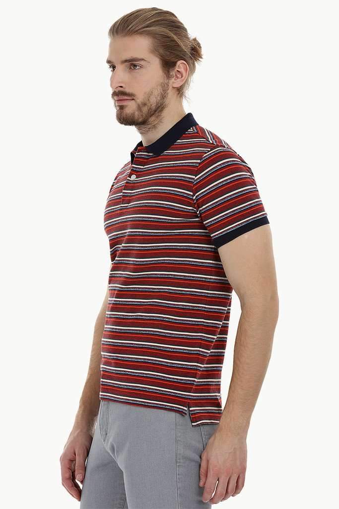 Striped Pique Polo T-Shirt
