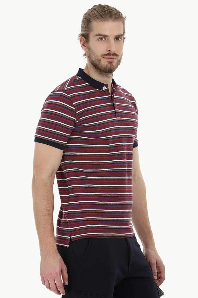 Striped Pique Polo T-Shirt