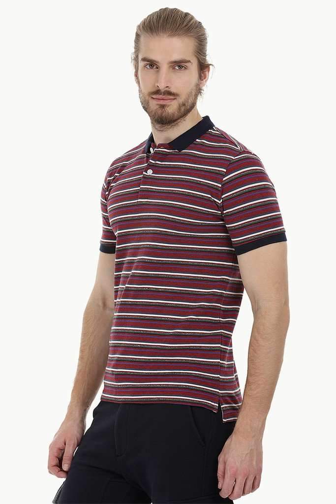 Striped Pique Polo T-Shirt