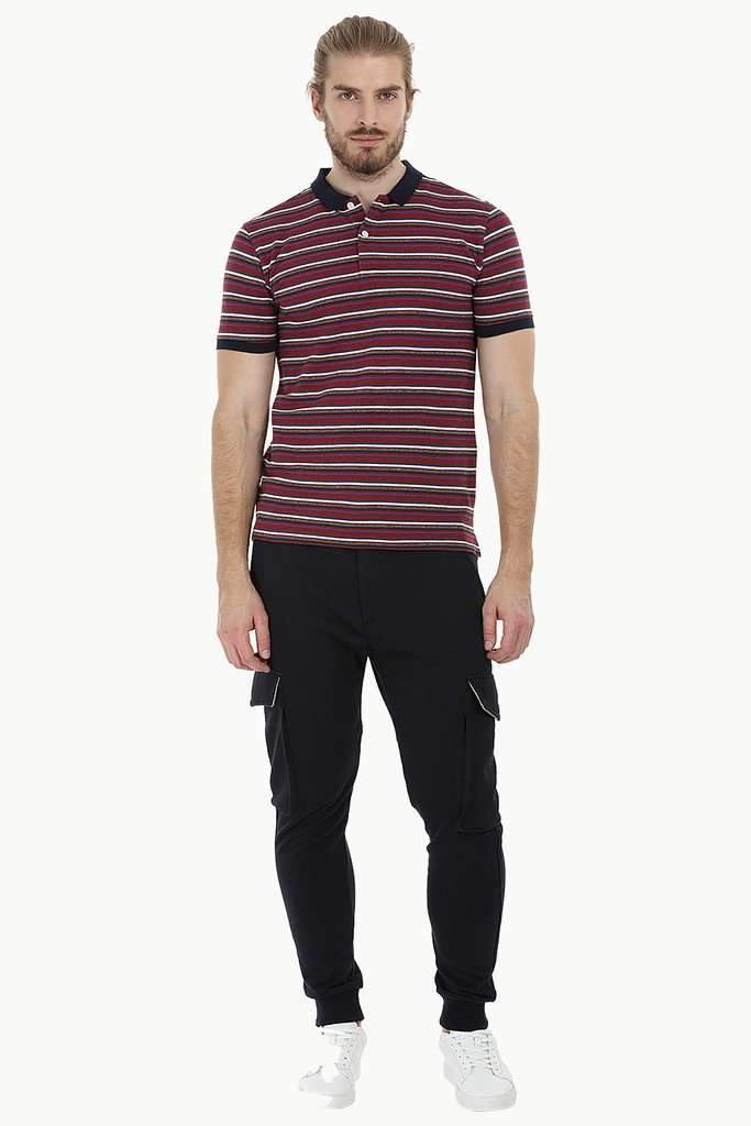 Striped Pique Polo T-Shirt