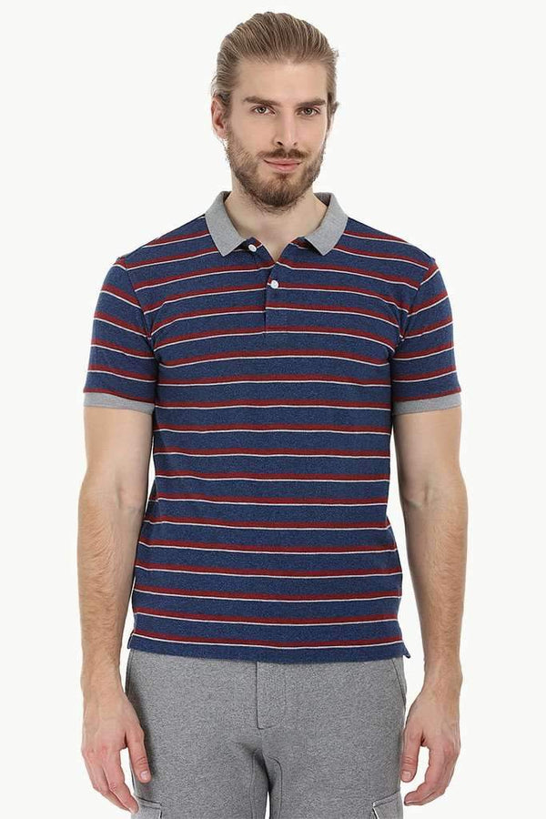 Striped Pique Polo T-Shirt