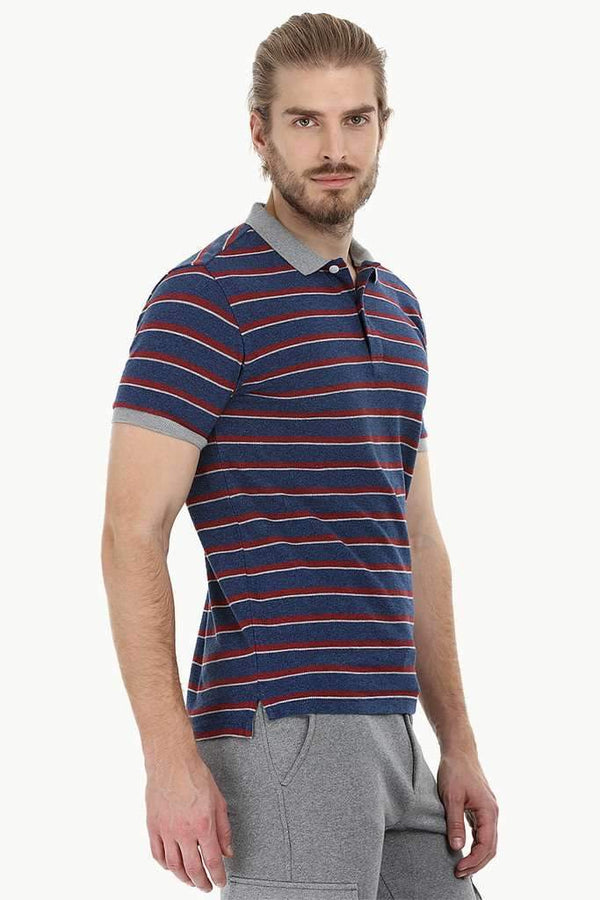 Striped Pique Polo T-Shirt