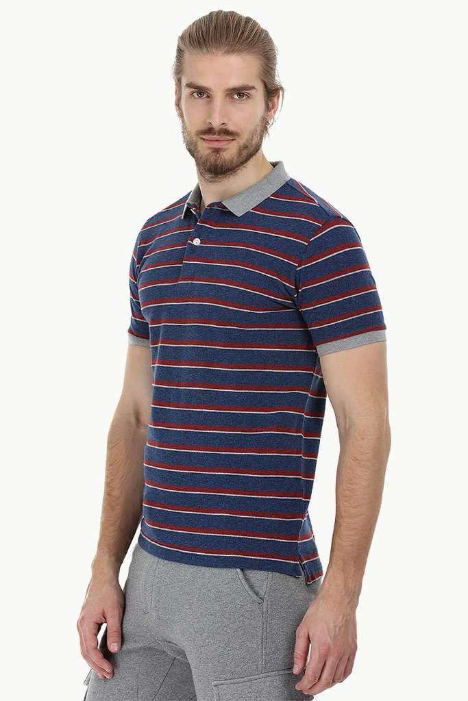 Striped Pique Polo T-Shirt