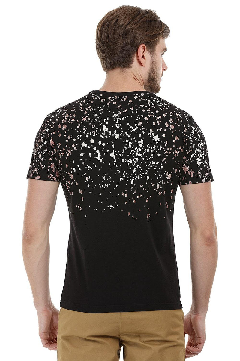 Splatter Print Black Crew T-Shirt