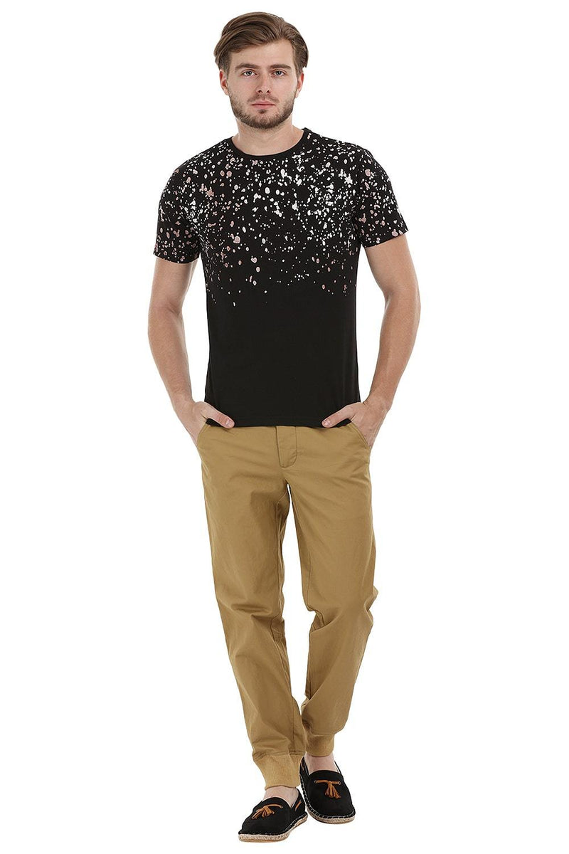 Splatter Print Black Crew T-Shirt