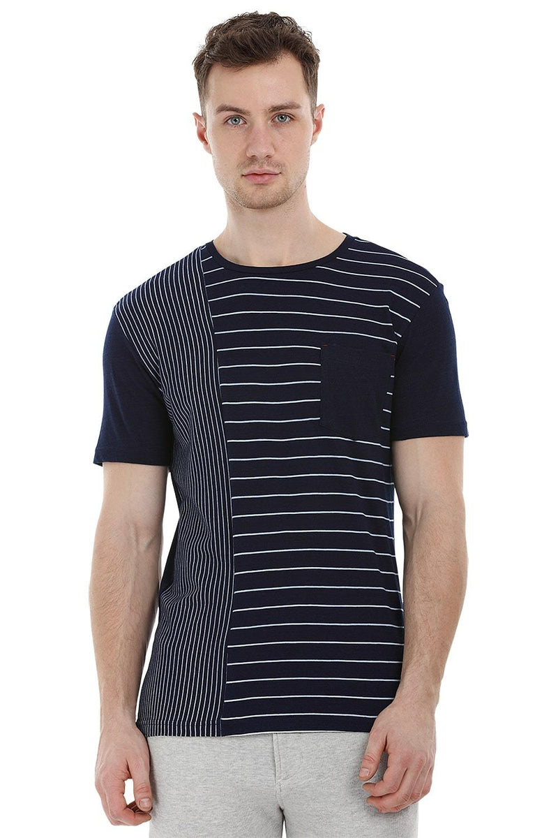 Stripe Block Navy T-Shirt