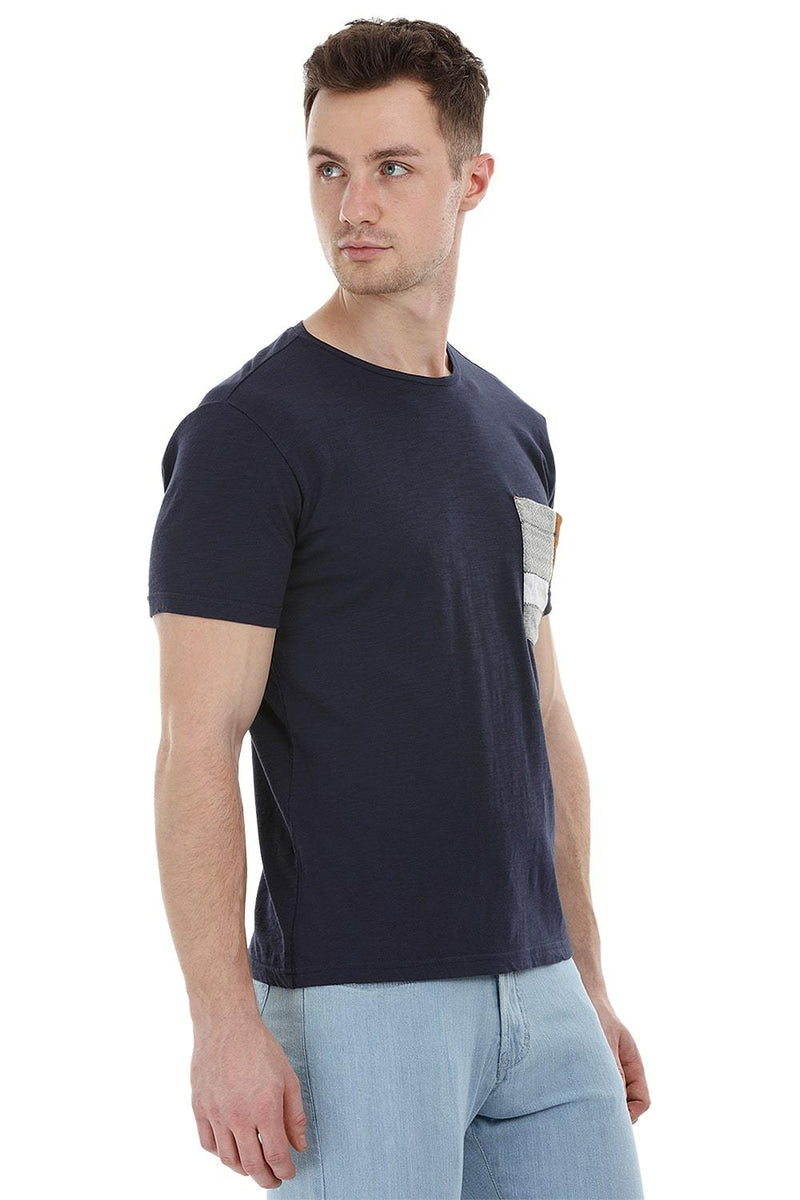 Navy Contrast Pocket T-Shirt