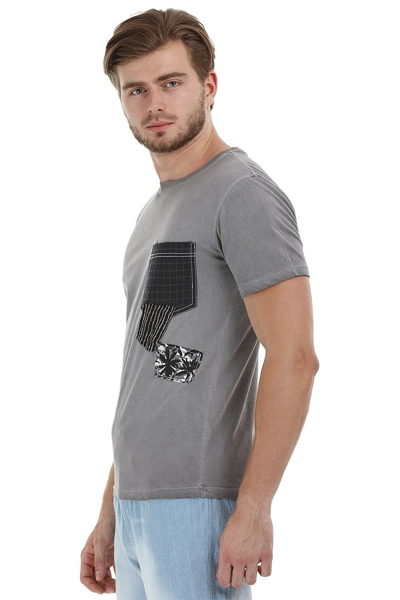 Patchwork Stone Wash Grey T-Shirt