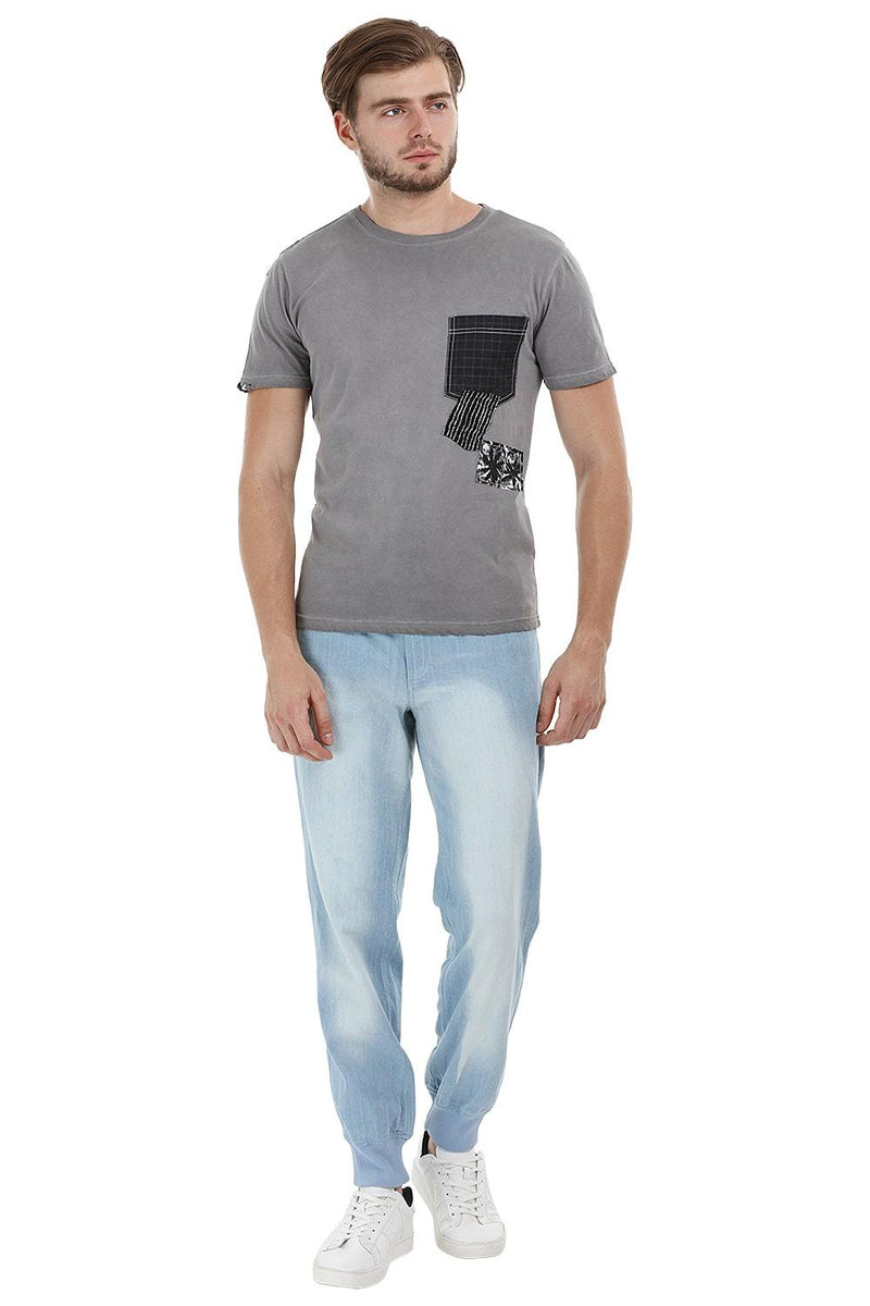 Patchwork Stone Wash Grey T-Shirt