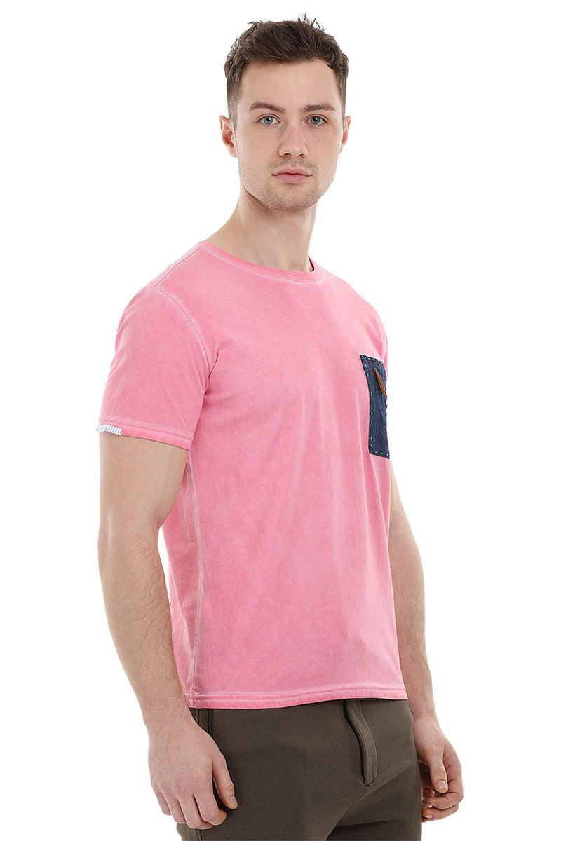 Patchwork Stone Wash Pink T-Shirt
