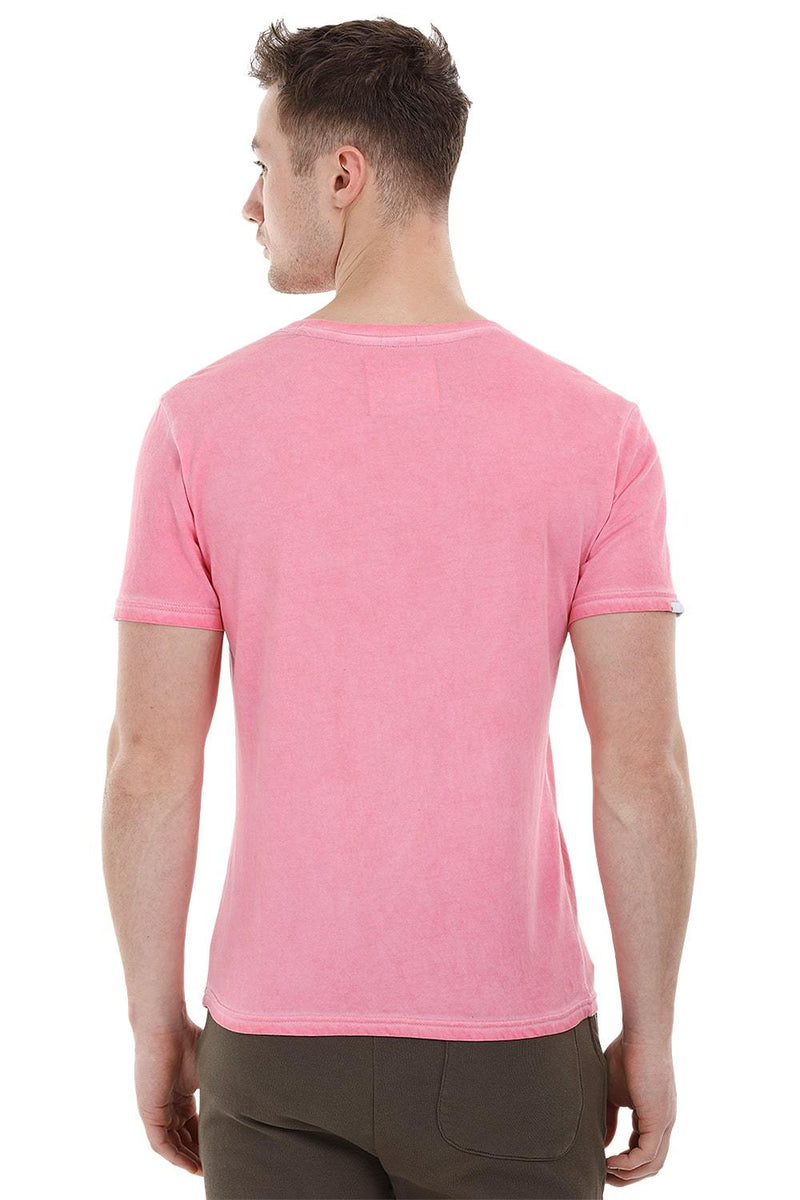 Patchwork Stone Wash Pink T-Shirt
