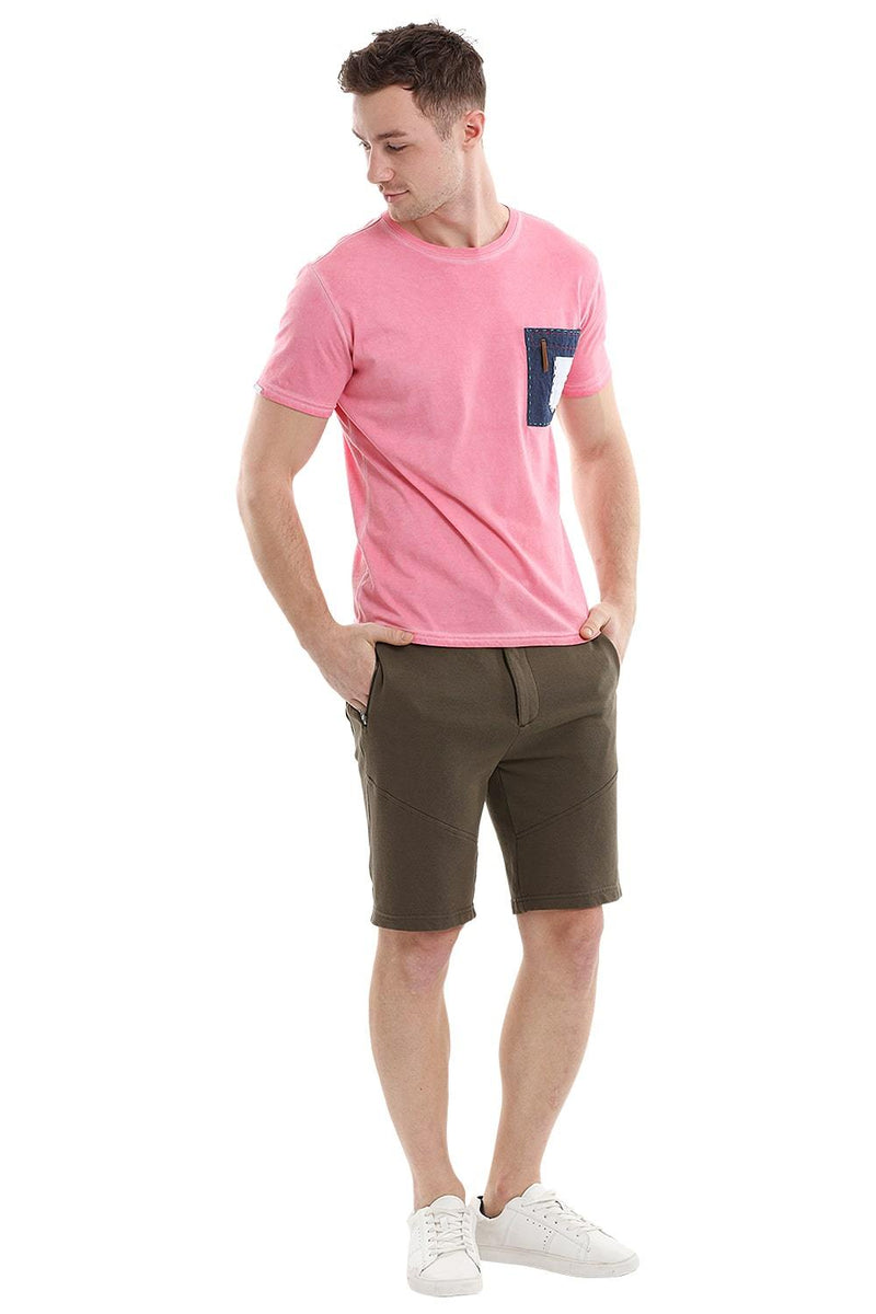 Patchwork Stone Wash Pink T-Shirt