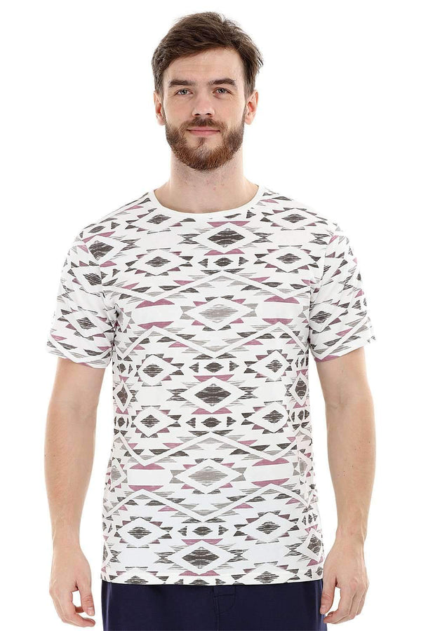 Geometric Print Crew Knit T-Shirt