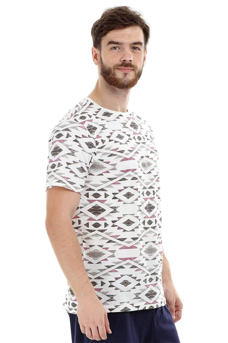 Geometric Print Crew Knit T-Shirt