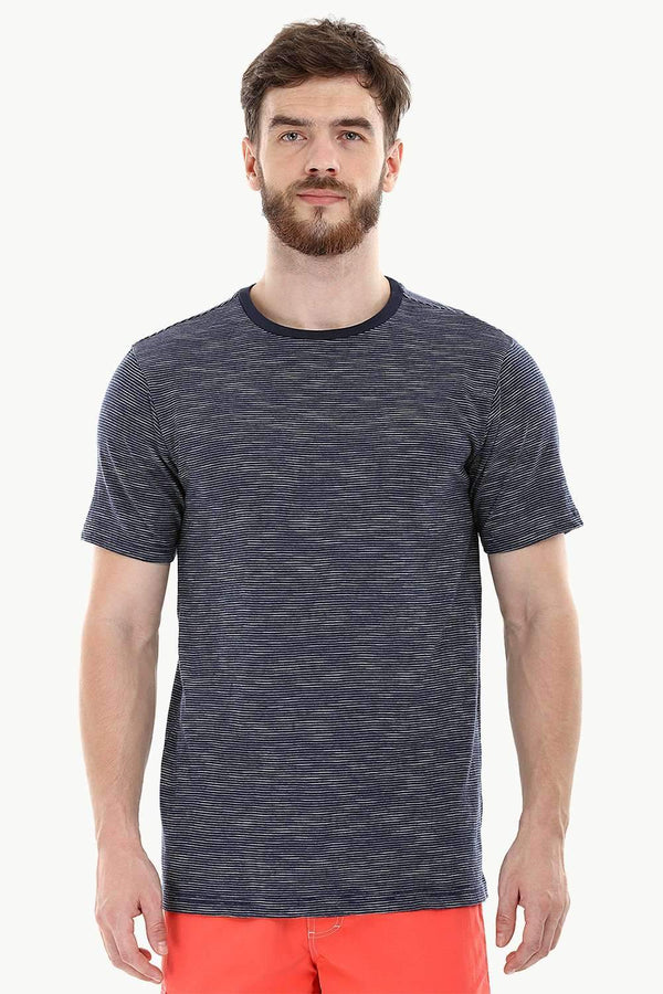 Navy Stripe Knit Crew T-Shirt