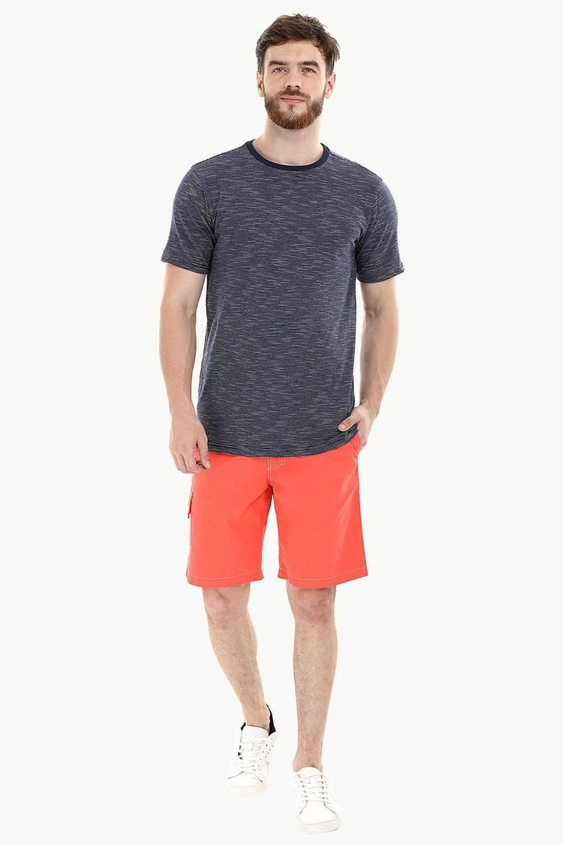 Navy Stripe Knit Crew T-Shirt