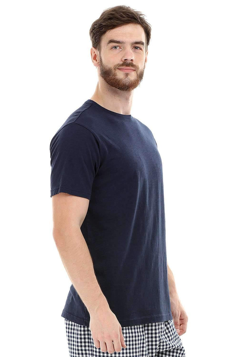 Navy Knit Crew Solid T-Shirt