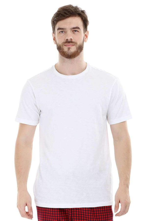 White Knit Crew Solid T-Shirt