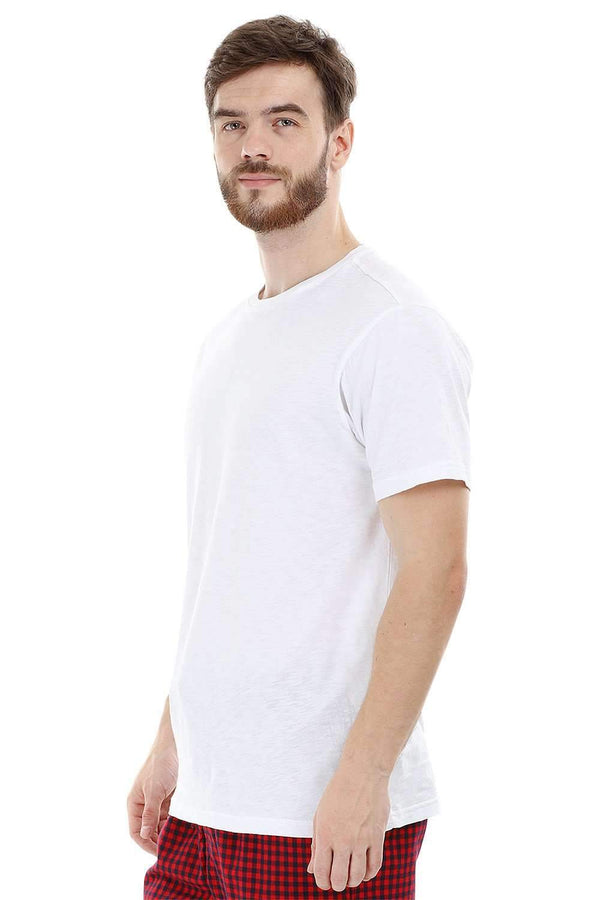 White Knit Crew Solid T-Shirt