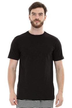 Black Solid Knit Crew T-Shirt
