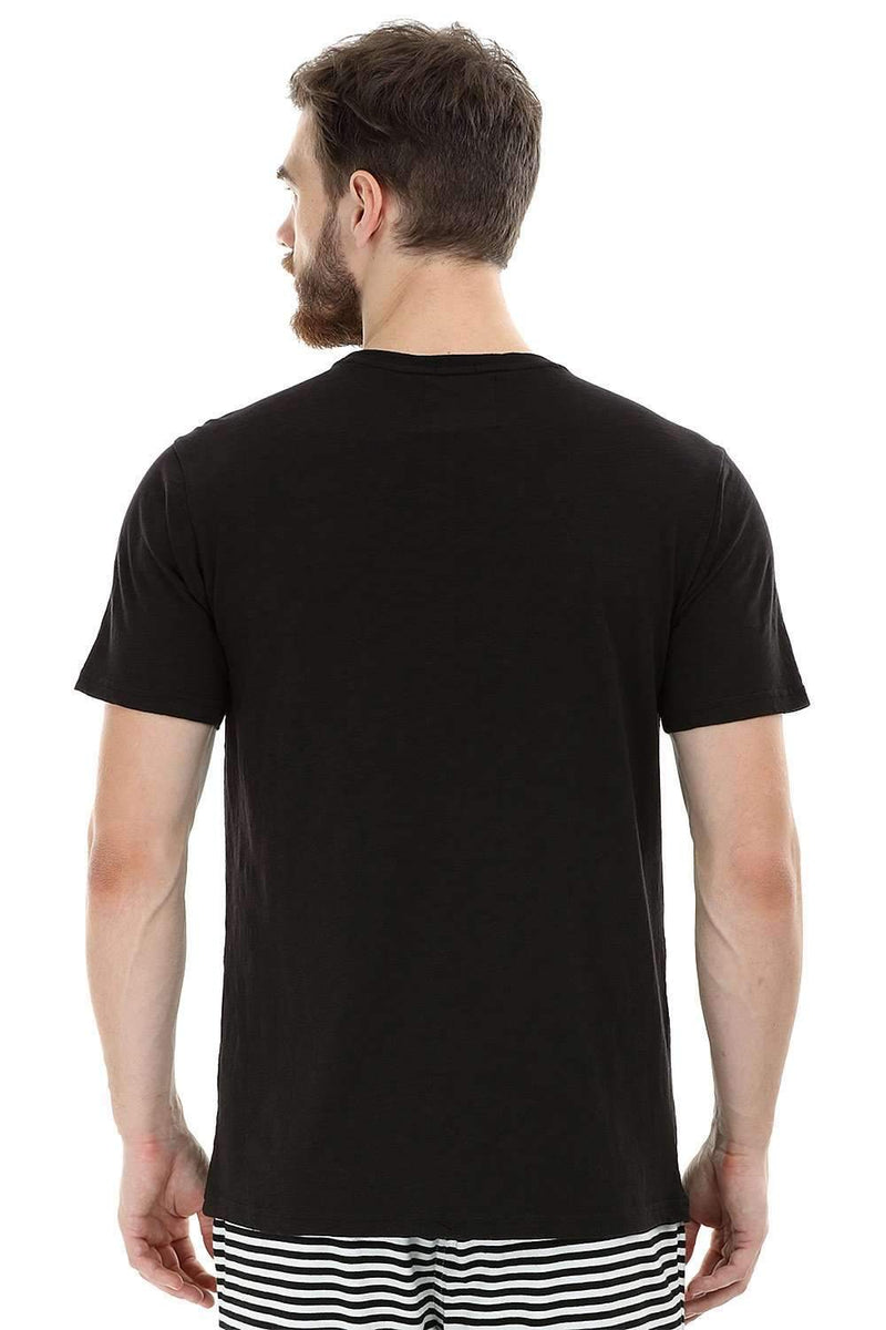 Black Solid Knit Crew T-Shirt