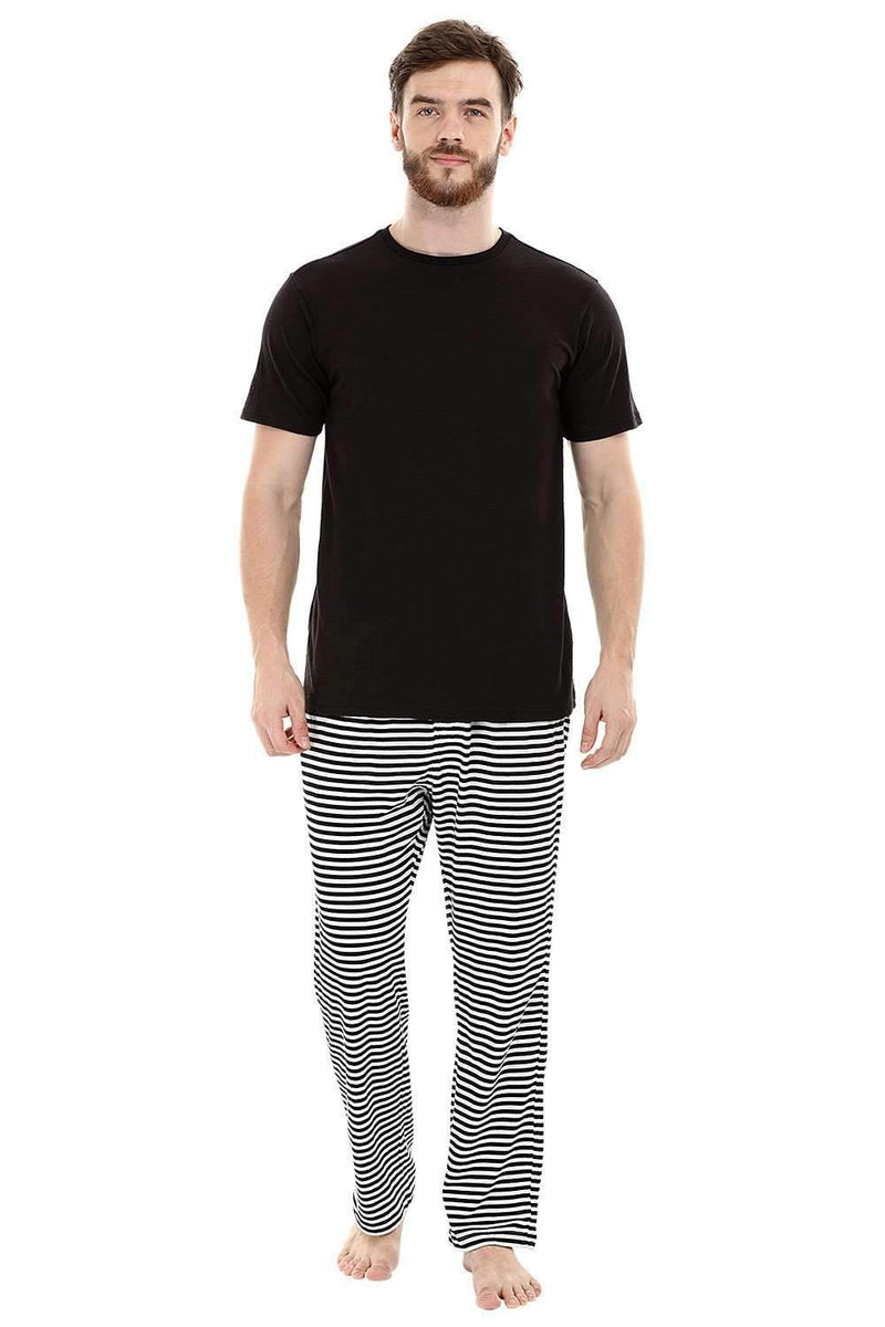 Black Solid Knit Crew T-Shirt