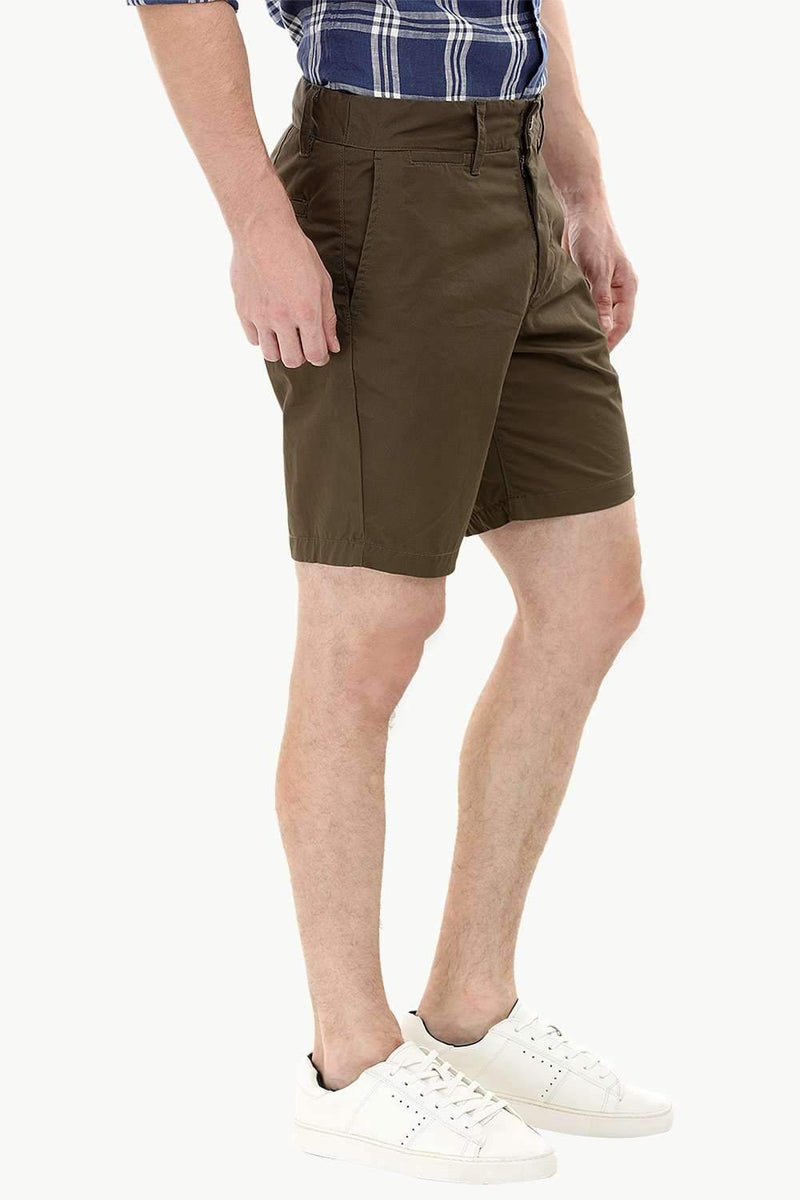Olive Green Twill Chino Shorts