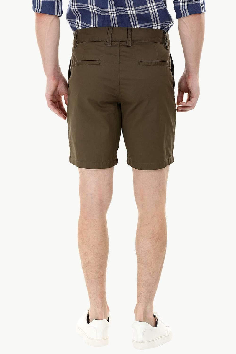 Olive Green Twill Chino Shorts