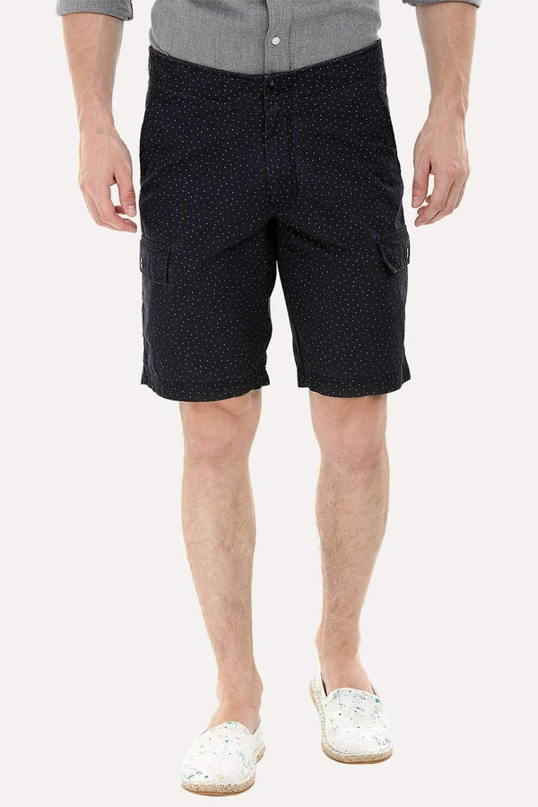 Black Printed Cargo Shorts