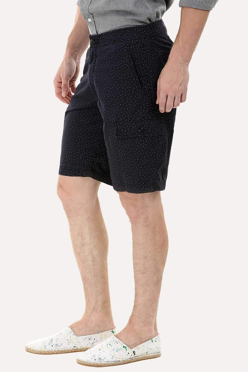 Black Printed Cargo Shorts