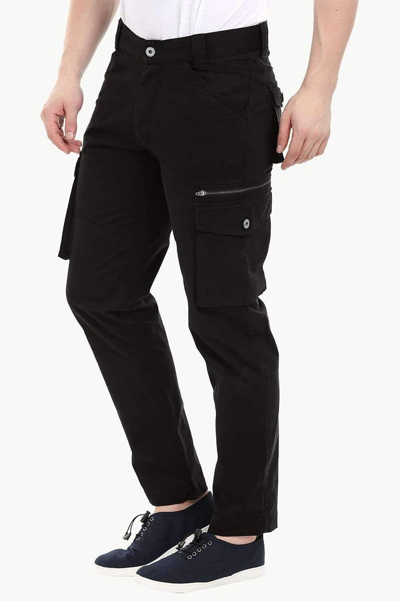 Men's Black 7 Pocket Twill Cargo Pants