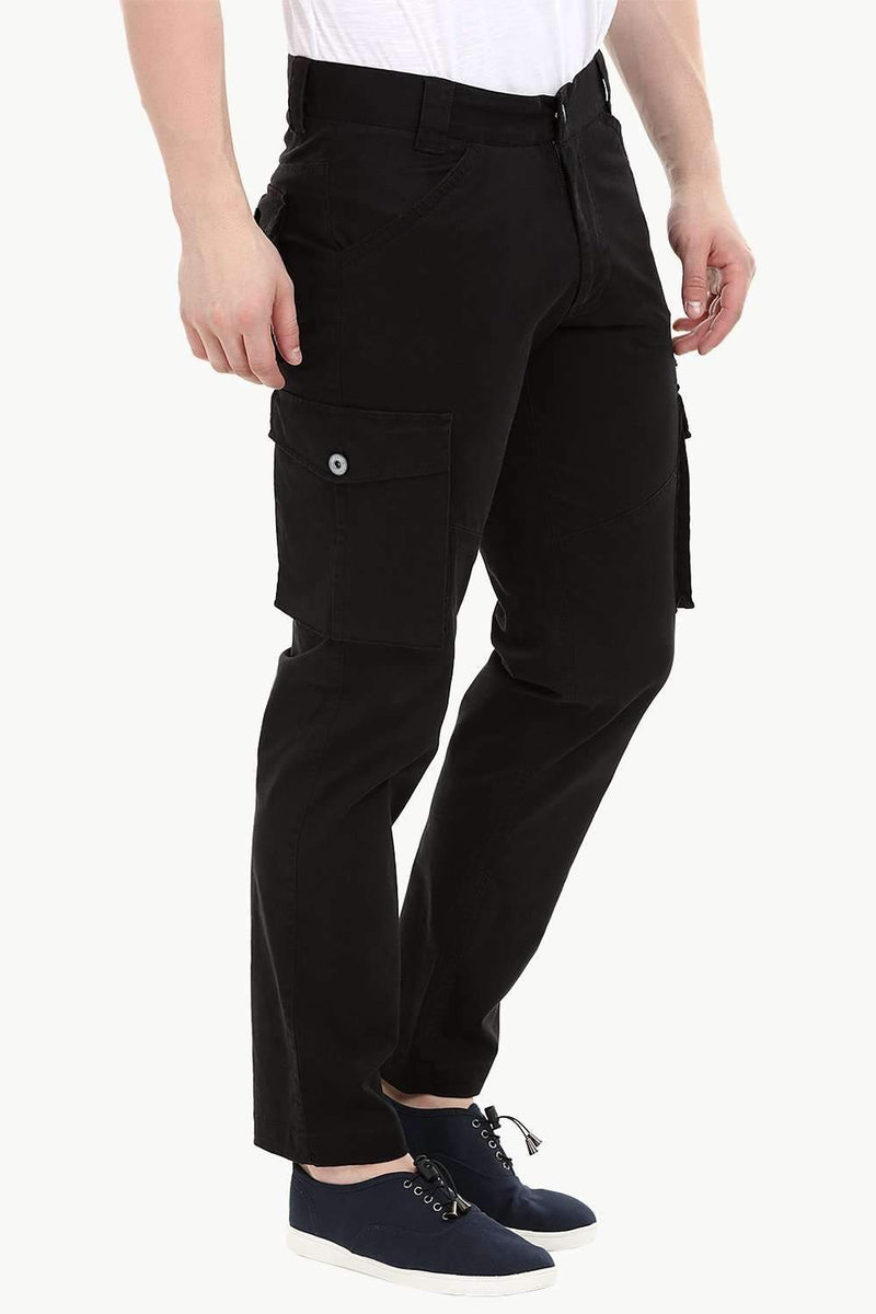 Men's Black 7 Pocket Twill Cargo Pants