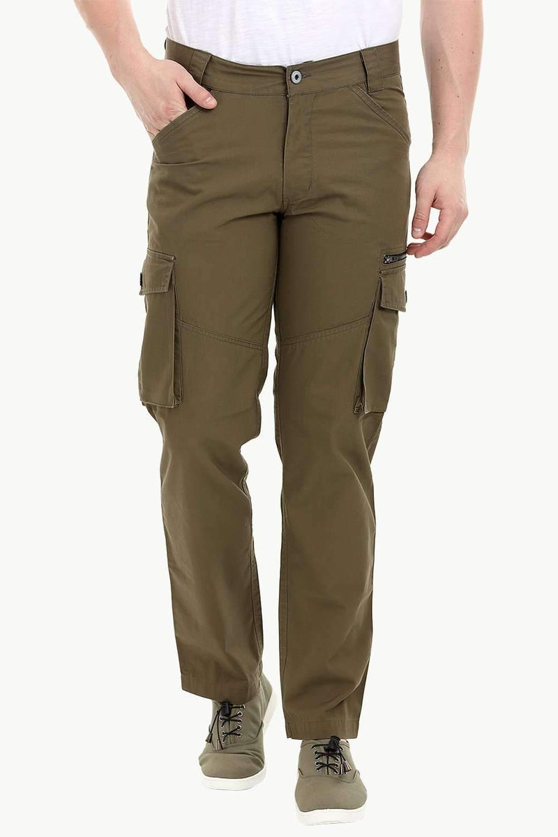 Men's Olive Green 7 Pocket Twill Cargo Pants