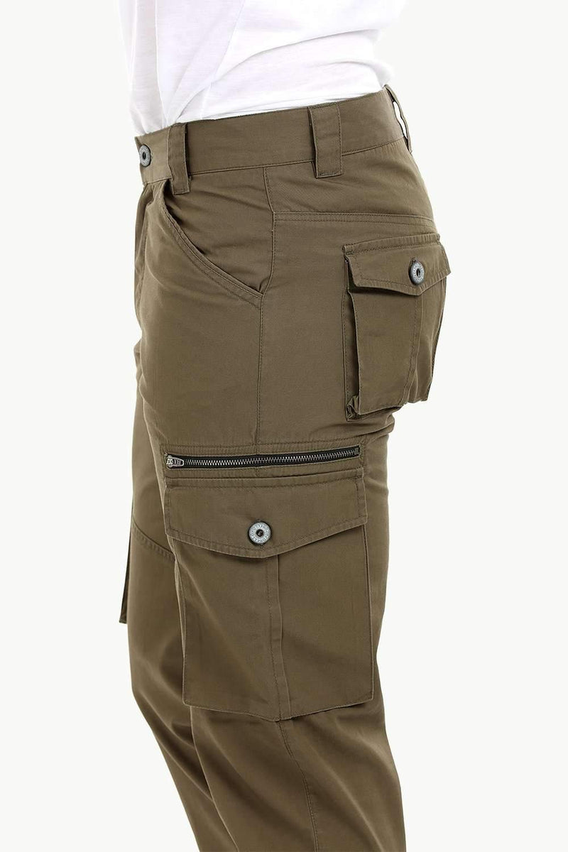 Men's Olive Green 7 Pocket Twill Cargo Pants