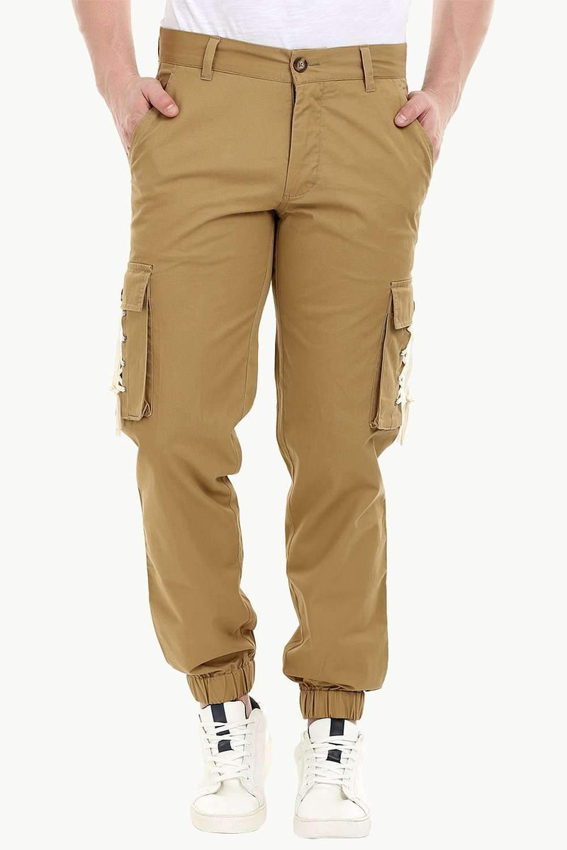 Men's Khaki Cargo Cuff Jogger Pants