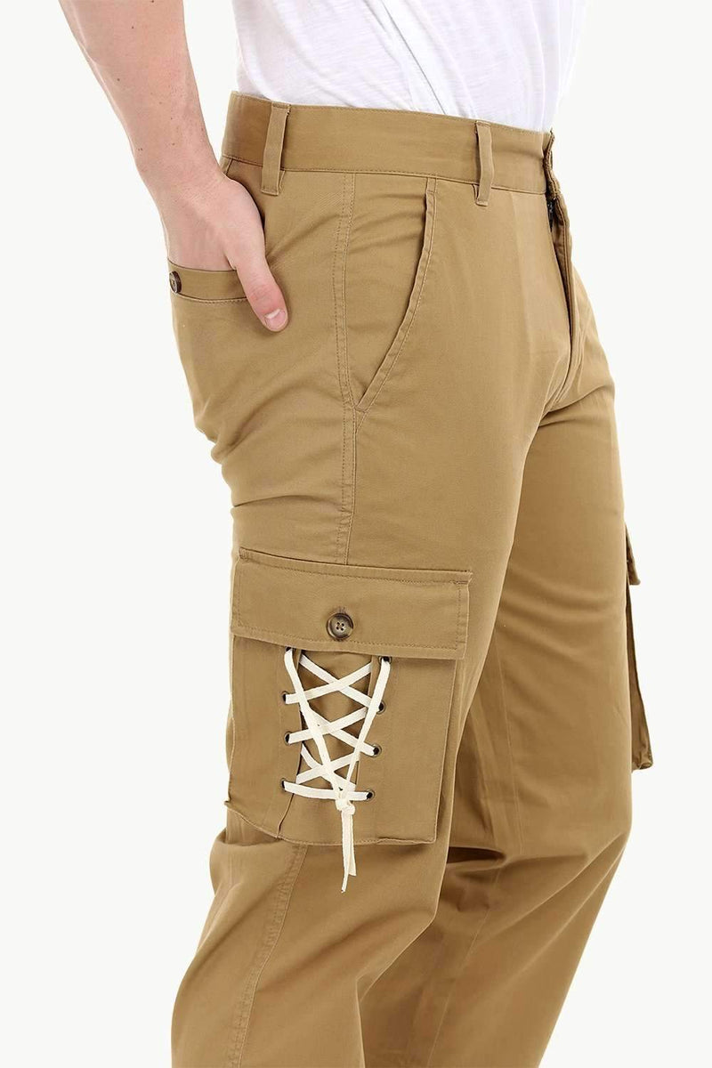 Men's Khaki Cargo Cuff Jogger Pants