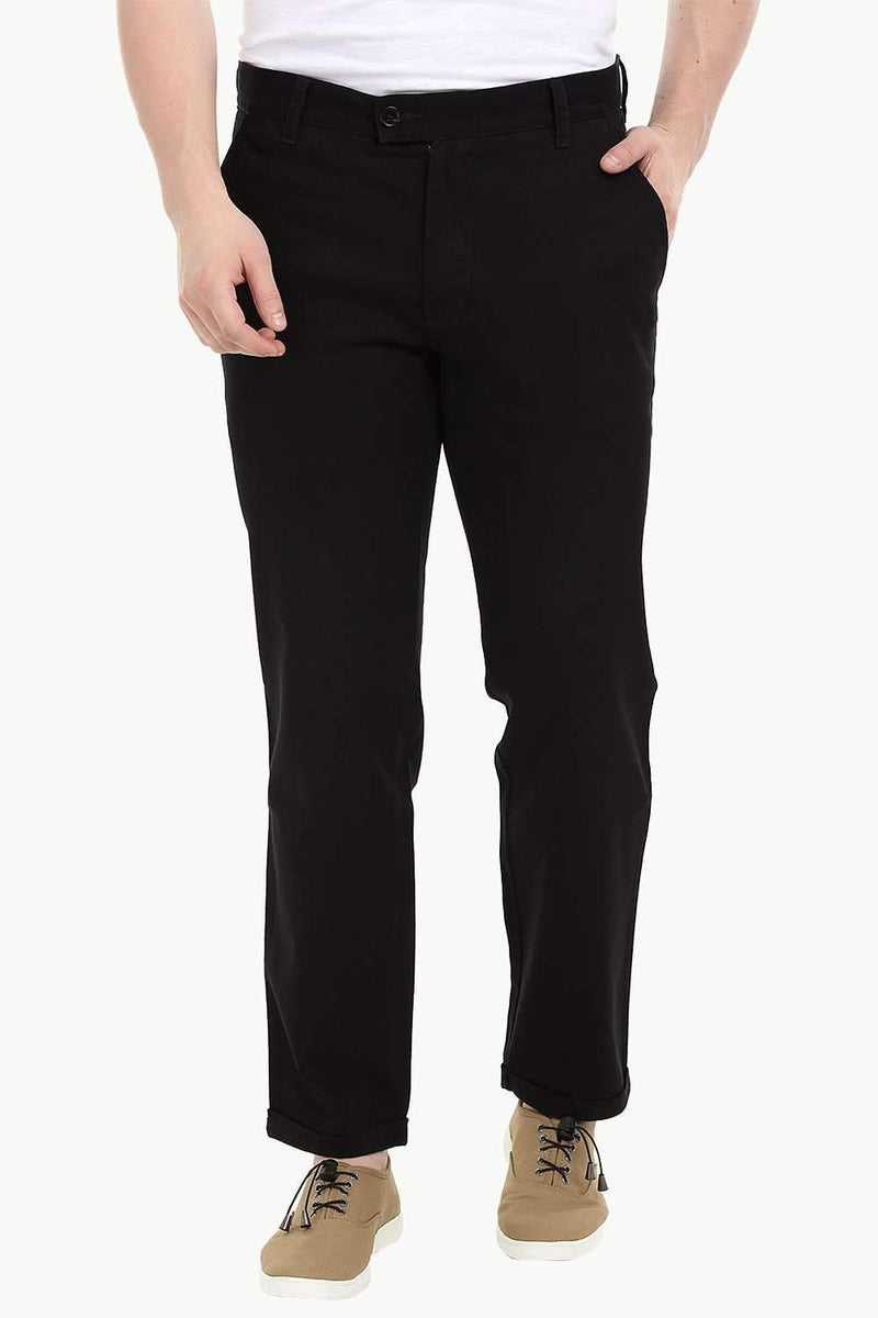 Men's Black Stretchable Straight Twill Pants