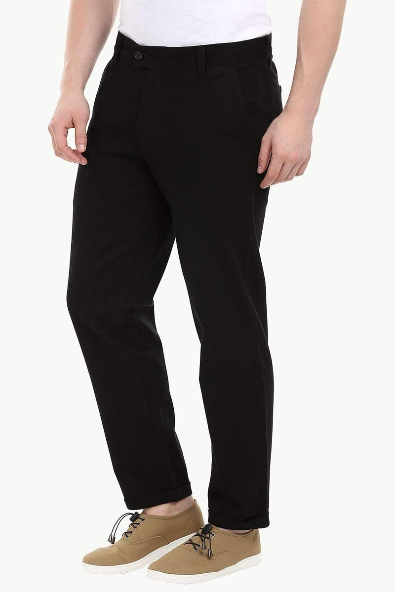 Men's Black Stretchable Straight Twill Pants