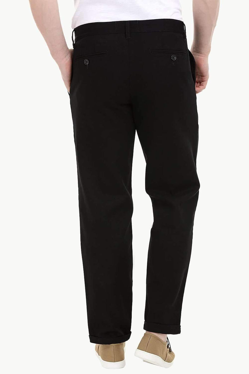 Men's Black Stretchable Straight Twill Pants