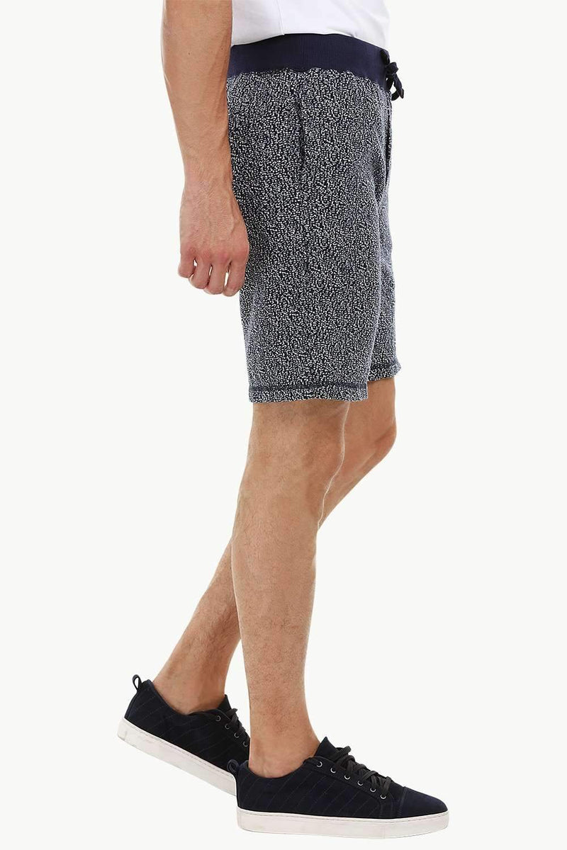Mens Navy Jacquard Knit Lounge Shorts