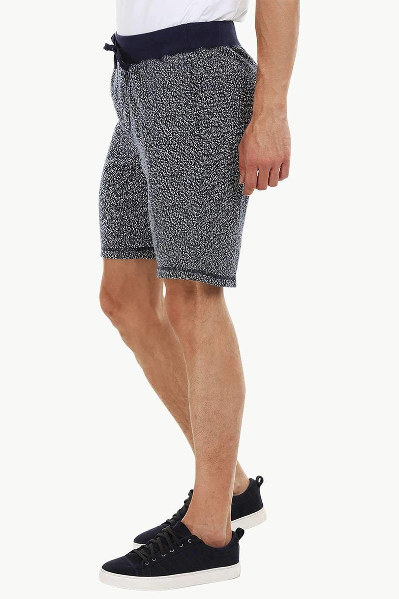 Mens Navy Jacquard Knit Lounge Shorts