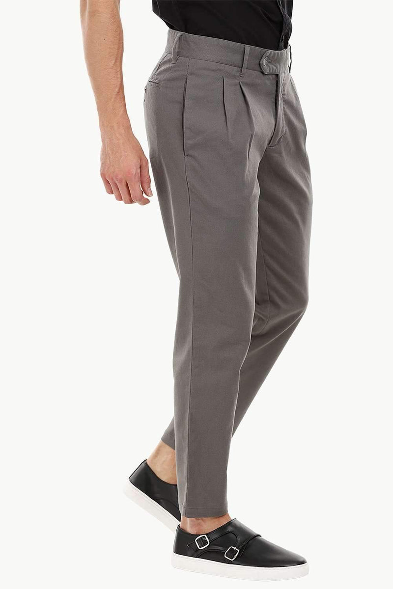 Mens Slate Grey Pleated Pants